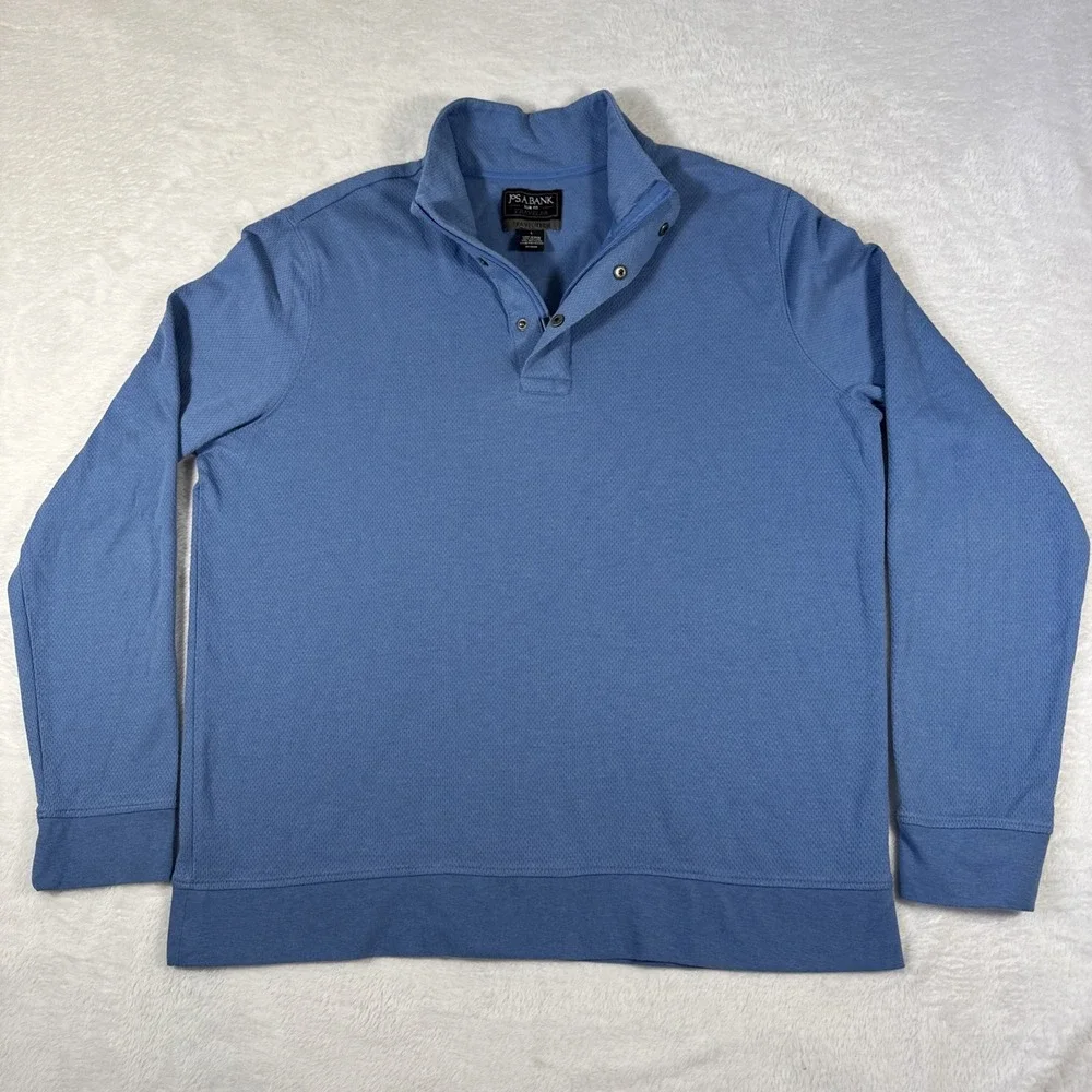Jos A Bank Slim Fit L Traveler Tech Quarter Zip/Snap Long Sleeve 60/40 Blend